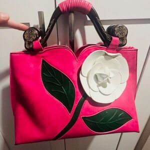 Adorable Fushia Pink Leather Bag w/ BIG White Bow - NEVER USED! BRAND NEW!